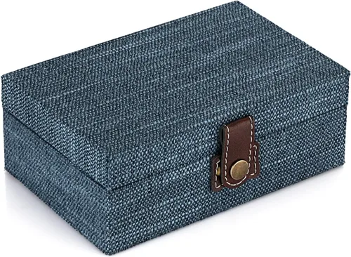 Miniatura 10 de Hipiwe Caja del cofre del tesoro, caja de joyería decorativa de madera con cierre, caja de recuerdos, caja rectangular organizadora de joyas, caja