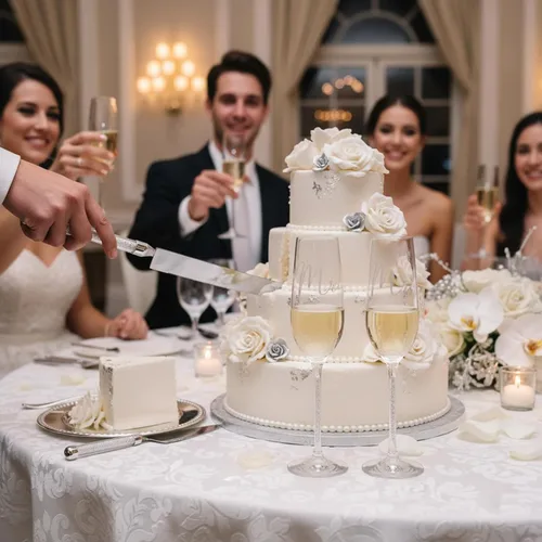 Miniatura 2 de Boao Juego de 4 cuchillos para tartas de boda y copas de champán para servir de señor y señora para tostar, juego de corte de pastel de cristal