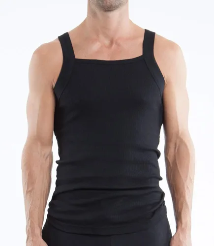 Miniatura 2 de papi Paquete de 3 camisetas sin mangas de algodón con cuello cuadrado para hombre, Negro, azul, rojo