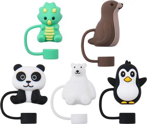 Miniatura 2 de Paquete de vasos compatibles con vaso Stanley de 30 y 40 onzas, funda de popote de zoológico de 0.394 in, protectores de silicona suave para popotes