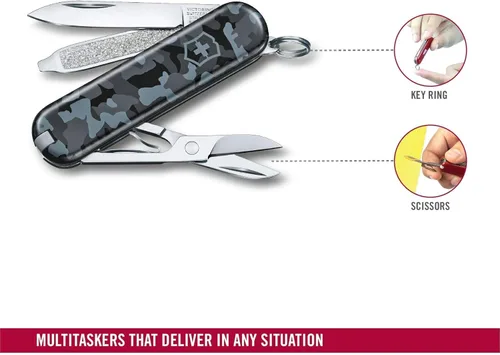 Miniatura 3 de Victorinox Classic SD Swiss Army Cuchillo compacto, 7 funciones, navaja de bolsillo de fabricación suiza con hoja pequeña, destornillador y llavero