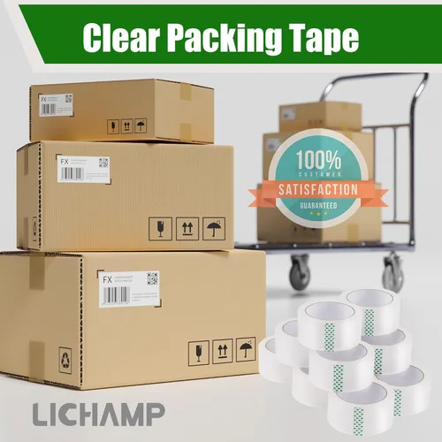 Miniatura 7 de Lichamp Cinta de embalaje transparente, 12 rollos de repuesto de cinta de embalaje resistente para cajas móviles, suministros de envío por correo