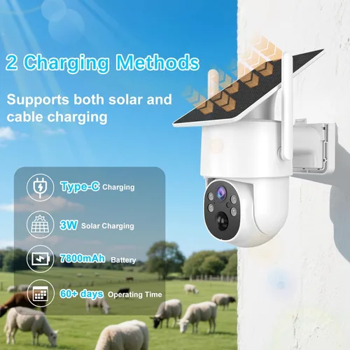 Miniatura 5 de Cámara de seguridad celular 4G LTE para exteriores, cámara de seguridad inalámbrica sin WiFi, datos ilimitados gratuitos de 365 días, vista en vivo