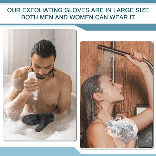 Miniatura 5 de Karenhi 2 guantes exfoliantes de panal de abeja, guantes de baño para spa, guante exfoliante de panal para ducha corporal, esponja para ducha, Negro