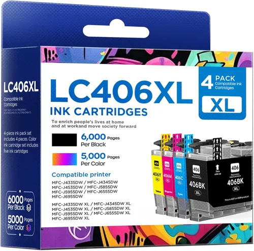 LC406XL Cartuchos de tinta de alto rendimiento compatibles con Brother LC406XL LC406 uso con impresora MFC-J4335DW MFC-J4535DW MFC-J5855DW