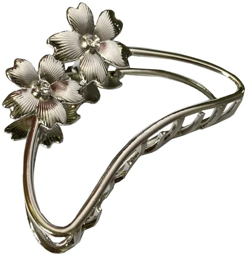 Miniatura 6 de TANG SONG 4 pinzas de metal con forma de flores dobles para el cabello, pasador de mandíbula para mujeres, horquillas de medio moño para cabello