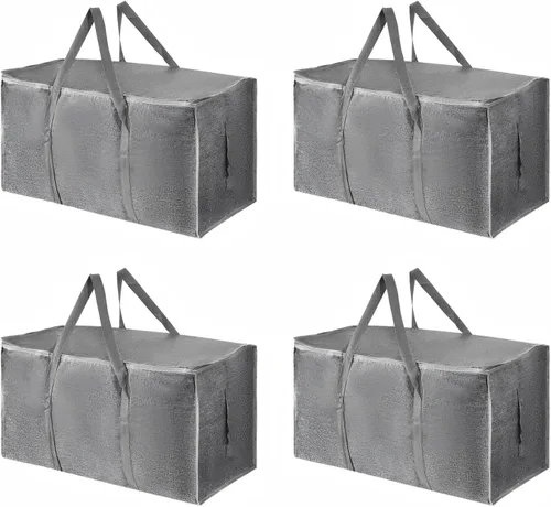 Miniatura 44 de Paquete de 4 bolsas de mudanza extra grandes y resistentes, bolsas de almacenamiento impermeables con asas y cremalleras, plegables para dormitorio