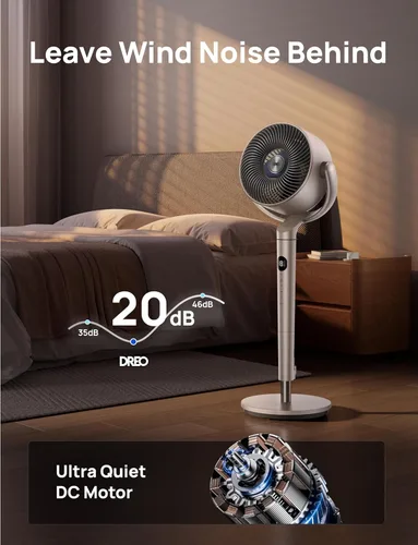 Miniatura 4 de Dreo Ventiladores inteligentes para dormitorio, ventilador oscilante omnidireccional de 120° +120°, ventilador de pedestal silencioso de 90 pies