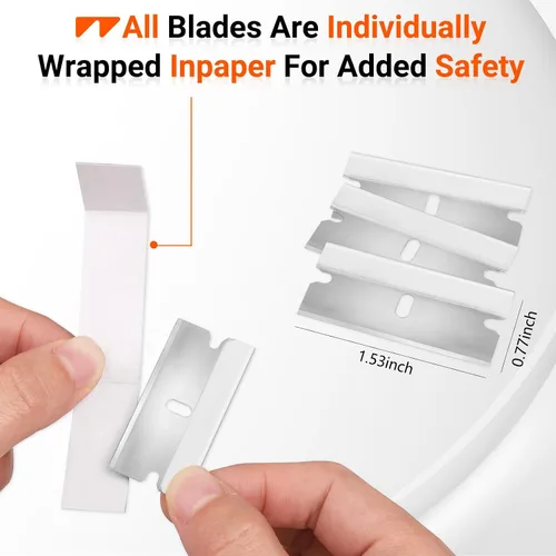 Miniatura 2 de WRAPXPERT Cuchillas de afeitar de un solo filo, paquete de 100 cuchillas de afeitar de un solo filo, hoja de acero inoxidable para herramienta