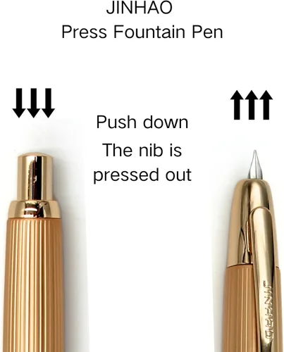 Miniatura 2 de Pluma estilográfica de 10 prensas para uso en oficina, juego de punta retráctil extrafina y convertidor de tinta, clip dorado