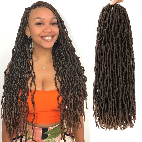 Rastas de pelo sintético de ganchillo de 22 pulgadas, color marrón degradado, 7 paquetes de cabello de ganchillo preanudado para mujeres negras (22
