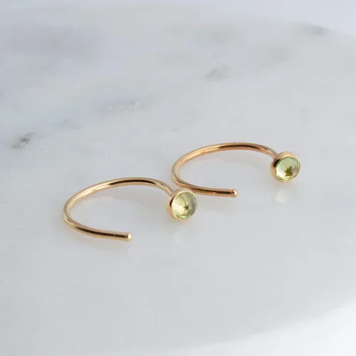 Miniatura 24 de Half Huggie Gold Hoop Earrings for Girls Women Tiny Cartilage Birthstone Stud Piercing Earring Hypoallergenic Earring Screw Back Dainty Hug Hoops