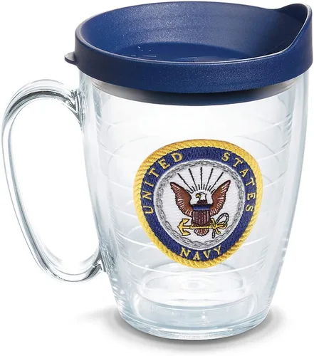 Miniatura 14 de Tervis Vaso aislado de doble pared con logotipo azul marino fabricado en Estados Unidos mantiene las bebidas frías y calientes, 10 onzas, ondulado