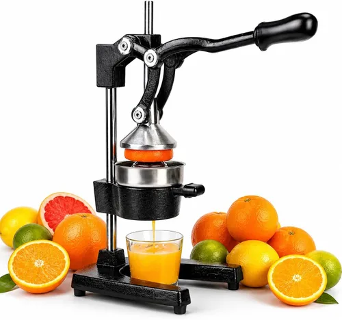 Exprimidor de hierro fundido – Exprimidor manual de cítricos resistente, prensa profesional de naranja, exprimidor de limón de acero inoxidable y