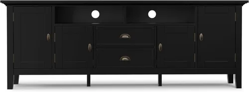 Miniatura 5 de SIMPLIHOME Redmond - Soporte para TV, consola multimedia de madera maciza de 72 pulgadas de ancho en negro, centro de entretenimiento de transición