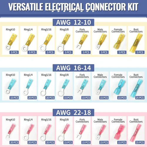 Miniatura 2 de 325 unidades de conectores de cable termorretráctil de grado marino - Kit de conectores eléctricos Sopoby de cobre rojo estaño, conectores