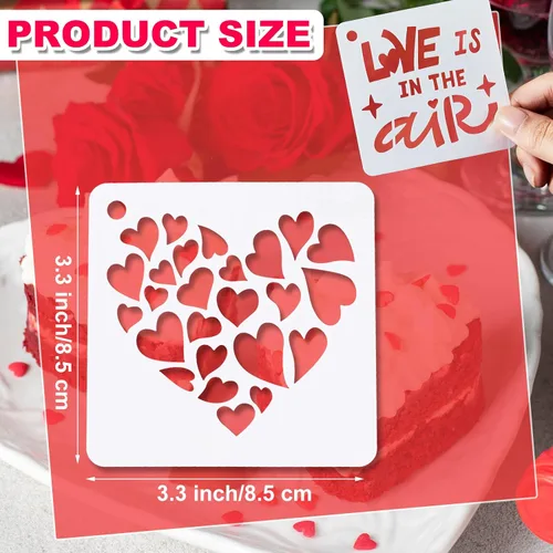 Miniatura 2 de Teling 80 plantillas de amor de corazón de San Valentín para pintar de 3 x 3 pulgadas, plantillas de dibujo reutilizables de San Valentín