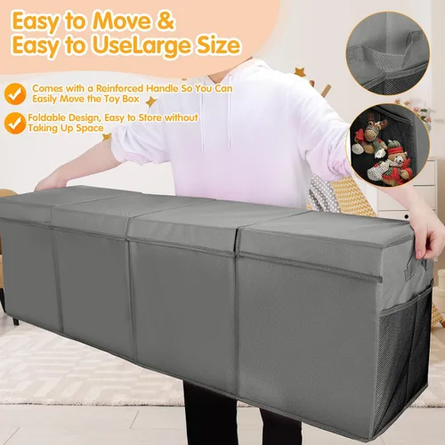 Miniatura 7 de AOBOPLE Cofre de juguetes extragrande, caja de juguetes de 50 x 15 x 12 pulgadas para niños y niñas, organizador de almacenamiento de juguetes