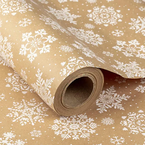 Miniatura 8 de RUSPEPA Papel de regalo de Navidad, papel Kraft, diseño navideño con muñeco de nieve, 24 pulgadas x 100 pies, rollo jumbo
