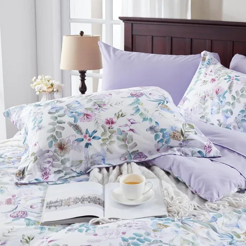 Miniatura 5 de Juego de edredón de 3 piezas para todas las estaciones, ultra suave, ligero, alternativo, reversible, floral, con edredón, fundas de almohada