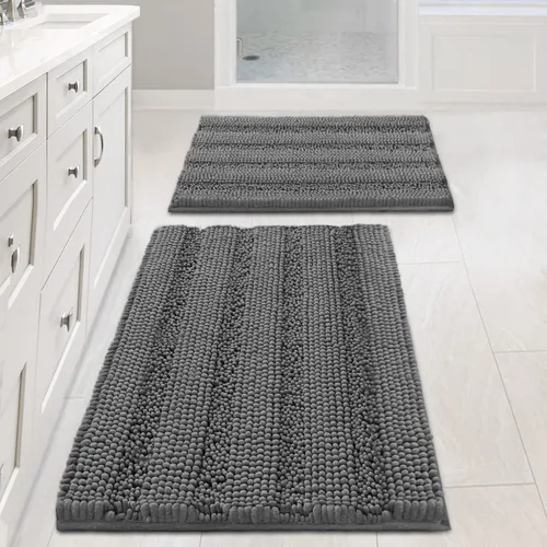 Miniatura 151 de H.VERSAILTEX - Alfombras de baño, juego de 2 piezas, alfombra de contorno para baño, juego de alfombras para inodoro, alfombra antideslizante