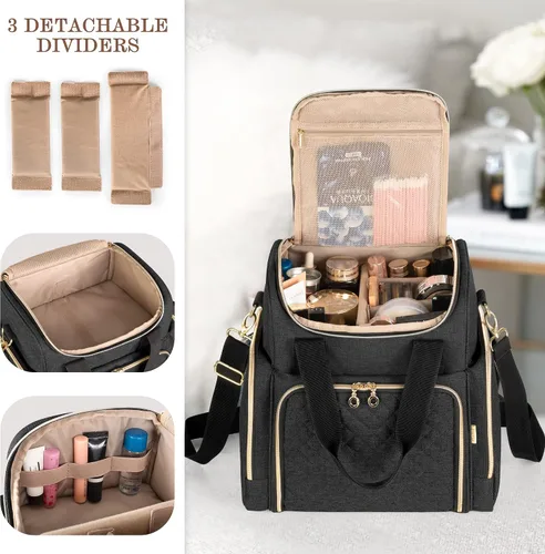 Miniatura 2 de LUXJA Bolsa de maquillaje Bolsa de cosméticos Bolsas extraíbles, Negro