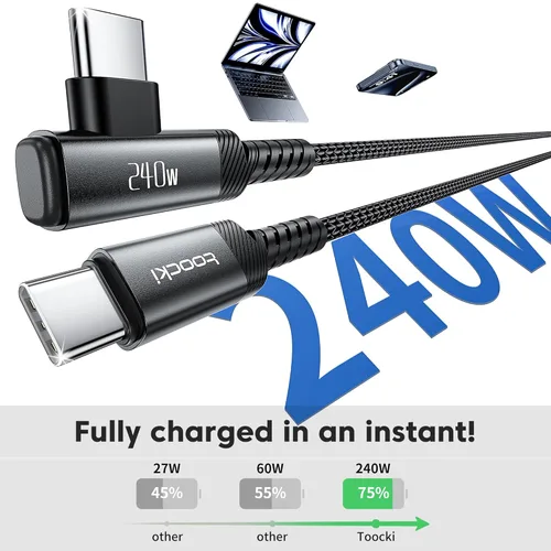 Miniatura 2 de Cable USB C [Paquete de 2, 1 mt] Carga rápida de 240 W tipo C, cable USB 2.0 trenzado de nylon para iPhone 17 16 15 Pro Plus Pro Max Air, iPad Pro