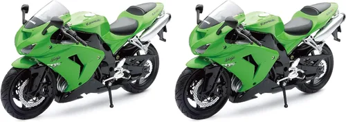 NewRay 1:12 Motocicleta 2006 Kawasaki Zx-10R- Bicicleta deportiva, verde (paquete de 2)