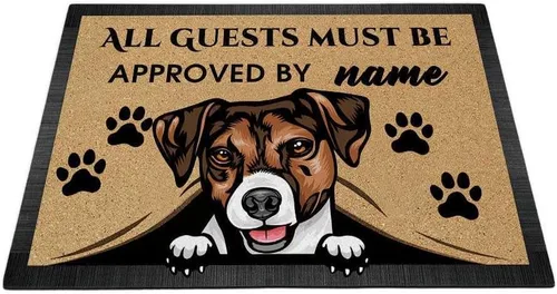 Miniatura 33 de Tapete personalizado con nombre de perro que mira al perro Cocker Spaniel, todos los invitados deben ser aprobados por alfombras para decoración