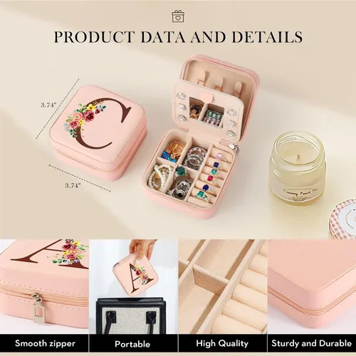 Miniatura 5 de Parima Regalos para amigas, hermana, organizador de joyas rosa con espejo, regalos para mujeres, amigas, regalos de cumpleaños, caja de joyería