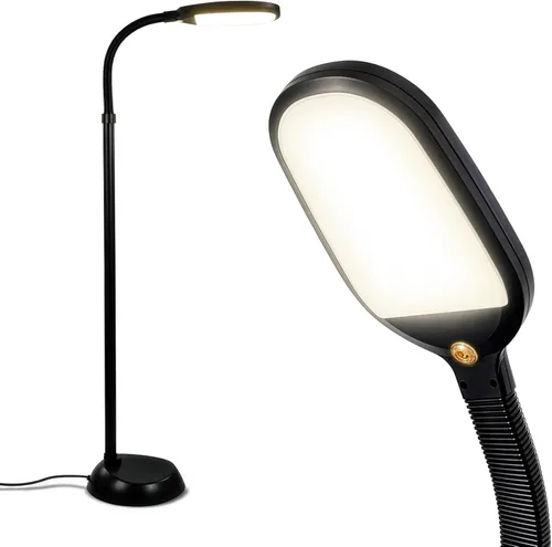Brightech Litespan - Lámpara de Pie LED Brillante para Lectura Sobre Silla, Manualidades y Lectura, Luz de Esteticista para Extensiones de Pestañas,