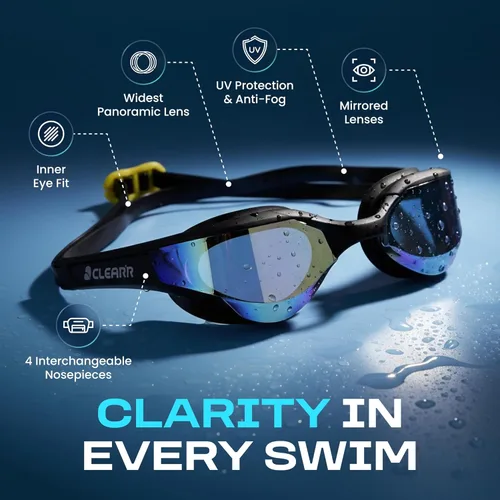 Miniatura 4 de CLEAR 'R Champion Adult Swim Goggles – Comfortable Secure Fit, Anti-Fog Swimming Goggles, UV Protection for Men & Women