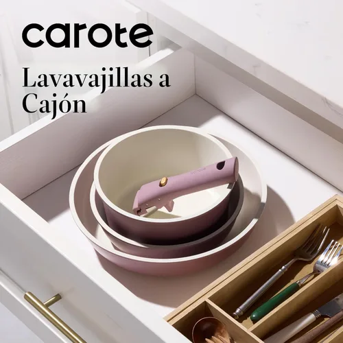 Miniatura 4 de CAROTE Juego de 5 piezas de ollas y sartenes, juego de ollas y sartenes antiadherentes con mango desmontable, artículos esenciales de cocina, olla