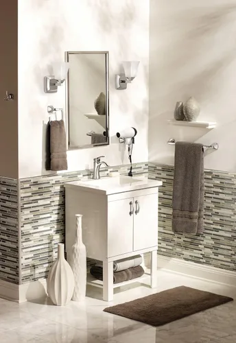 Miniatura 6 de Moen Voss – Grifo monomando de un solo agujero para lavabo de baño, cromado, con placa de cubierta opcional, 6903