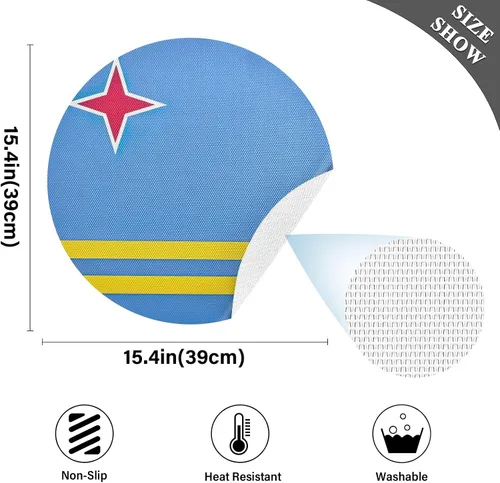 Miniatura 2 de Aruba Flag Round Table Placemats 15 Inch, Seasonal Table Mats Modern Place Mats for Dining, Kitchen, Parties, Camping