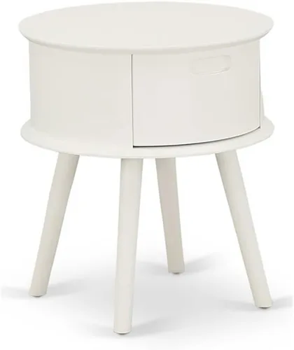 Miniatura 11 de East West Furniture GONE11 Gorgeous Gordon - Mesita de noche redonda de una pieza con cajón, 1 paquete, acabado negro