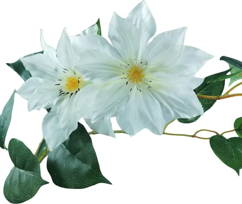 Miniatura 3 de Silk Clematis - Plantas artificiales de vid, 12 flores, 33 pulgadas, 4 unidades (crema)