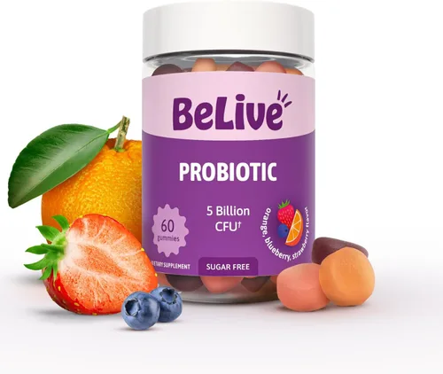 BeLive Gomitas probióticas – Probióticos con 5 mil millones de UFC para la salud digestiva, hombres, mujeres y niños – para apoyo inmunológico, sin