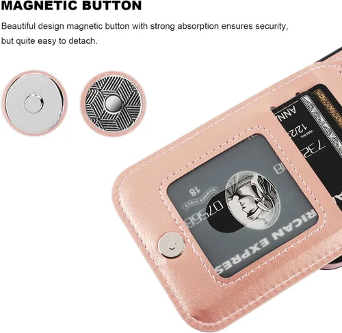 Miniatura 7 de KIHUWEY Compatible con funda tipo cartera con tapa para 15 con soporte para tarjetas de crédito, cierre magnético de cuero premium con función