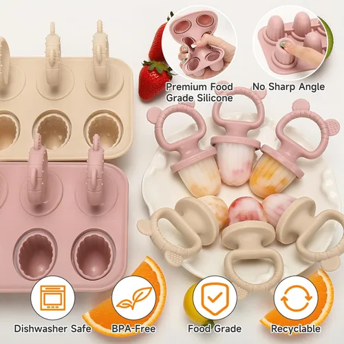 Miniatura 2 de Moldes de silicona para paletas – Máquina de paletas sin BPA con palitos, moldes reutilizables para congelador para helados caseros y golosinas