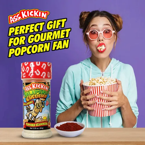 Miniatura 2 de ASS KICKIN' Condimento de palomitas de maíz cheddar de jalapeño, ideal para palomitas de maíz gourmet o alitas de pollo y carne, rellenos perfectos