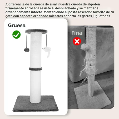 Miniatura 3 de Poste rascador para gatos Ahomdoo de 34 pulgadas, poste rascador para gatos resistente y más grueso de sisal con bola colgante y poste rascador