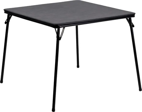Flash Furniture Madelyn - Mesa plegable cuadrada de 33.5" multiusos para jugar cartas con tapa de vinilo acolchada, mesa plegable portátil para Negro