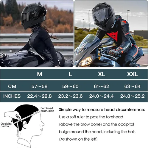 Miniatura 6 de Casco modular Bluetooth para motocicleta, aprobado por DOT, doble visera, abatible, de cara completa, con Bluetooth, casco de motocicleta integrado