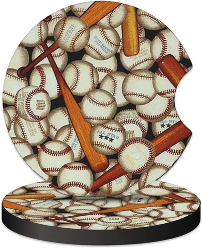 2 posavasos para automóvil, diseño deportivo de béisbol, universal, de goma antideslizante, para portavasos de 2.75 pulgadas, accesorios para el