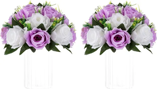 Miniatura 41 de NUPTIO Centros de mesa de flores blancas para mesas: 6 piezas de arreglo de bolas de flores artificiales para fiesta de boda, rosa floral falsa