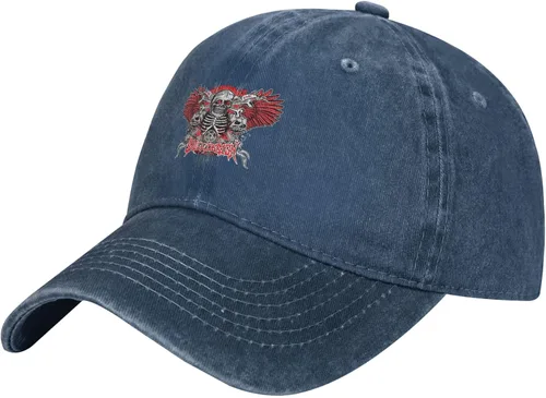 Cowboy Hat Trendy Hats for Man and Women Djustable Four Season Outdoor Baseball Cap of Hell Skull with Angel Navy Blue