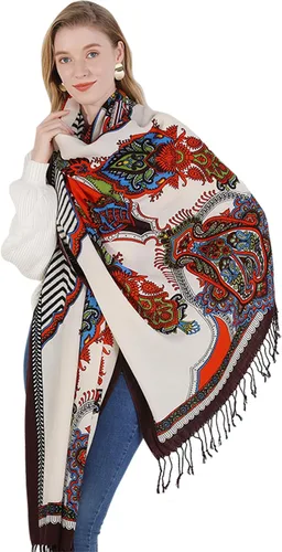 Miniatura 211 de DANA XU Manta de pashmina extragrande 100% de lana merina, bufanda de viaje, bufanda de cachemira para mujer, otoño e invierno, chal de gran