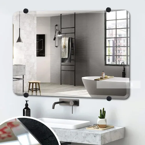 Miniatura 3 de Juego de 4 clips de vidrio flotante de aleación de zinc, soporte para espejos de pared o clip, espejos de baño, hoja de soporte, espejo de tocador