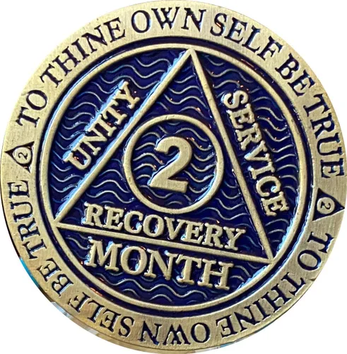 Miniatura 3 de Medallón AA de 2 meses Color azul antiguo 60 días Sobriety Chip
